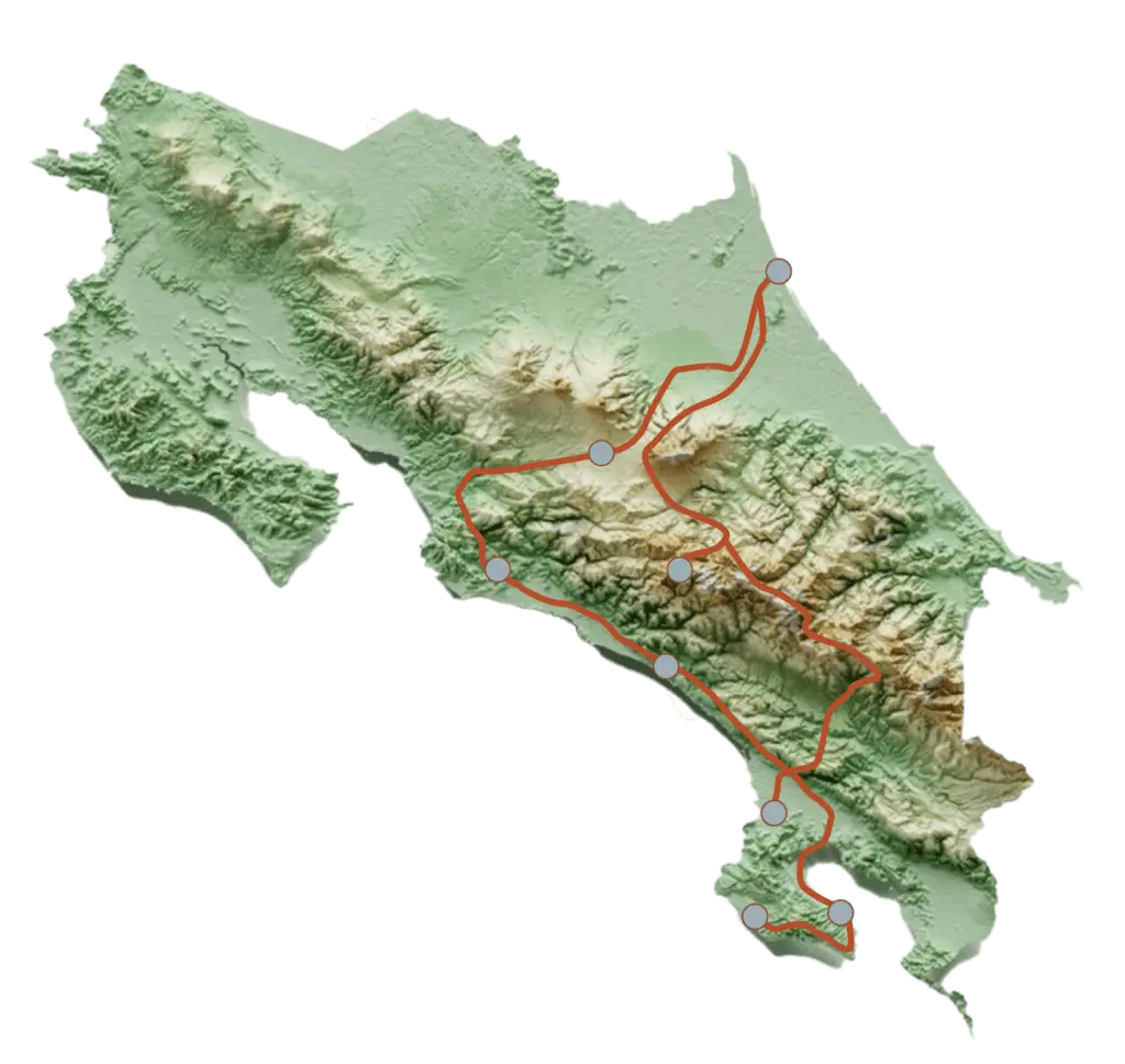 Tours naturalistes et safaris photo au Costa Rica Carte Safari
